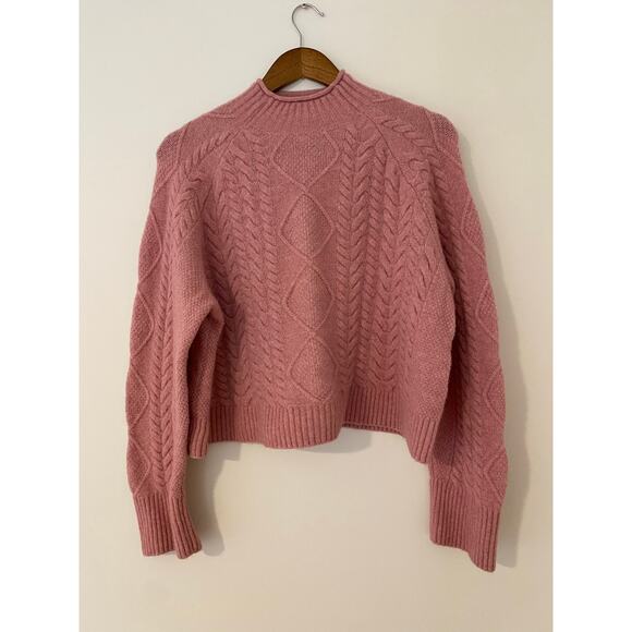 J Crew Cable-knit Rollneck™ Sweater in Supersoft Yarn Heather Dusty Rose Pink M - Picture 6 of 12
